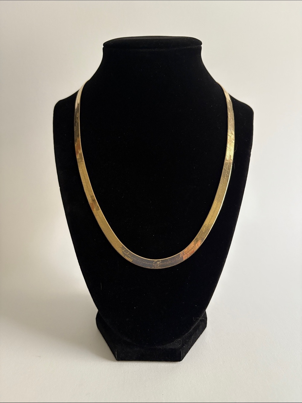 Gold Herringbone Necklace 18in Classic Flat Chain Women Jewelry